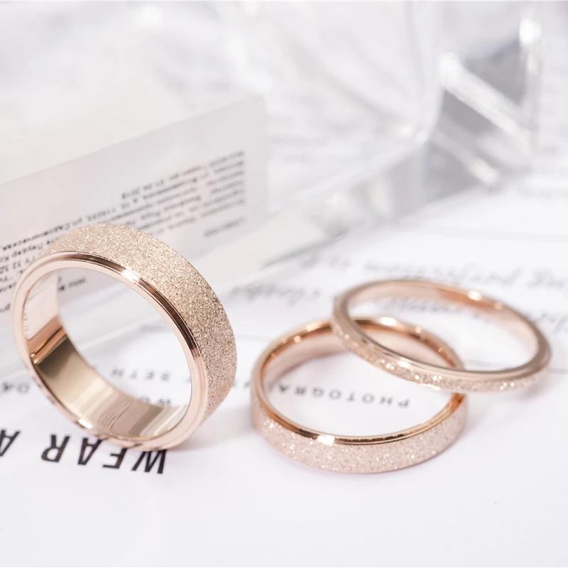 Chất Lượng Cao Thời Trang Đơn Giản Tẩy Tế Bào Chết Thép Không Gỉ Nhẫn Nữ 2/4/6 MM Rộng Hoa Hồng Vàng Màu Ngón Tay Tặng cho Bé Gái Trang Sức