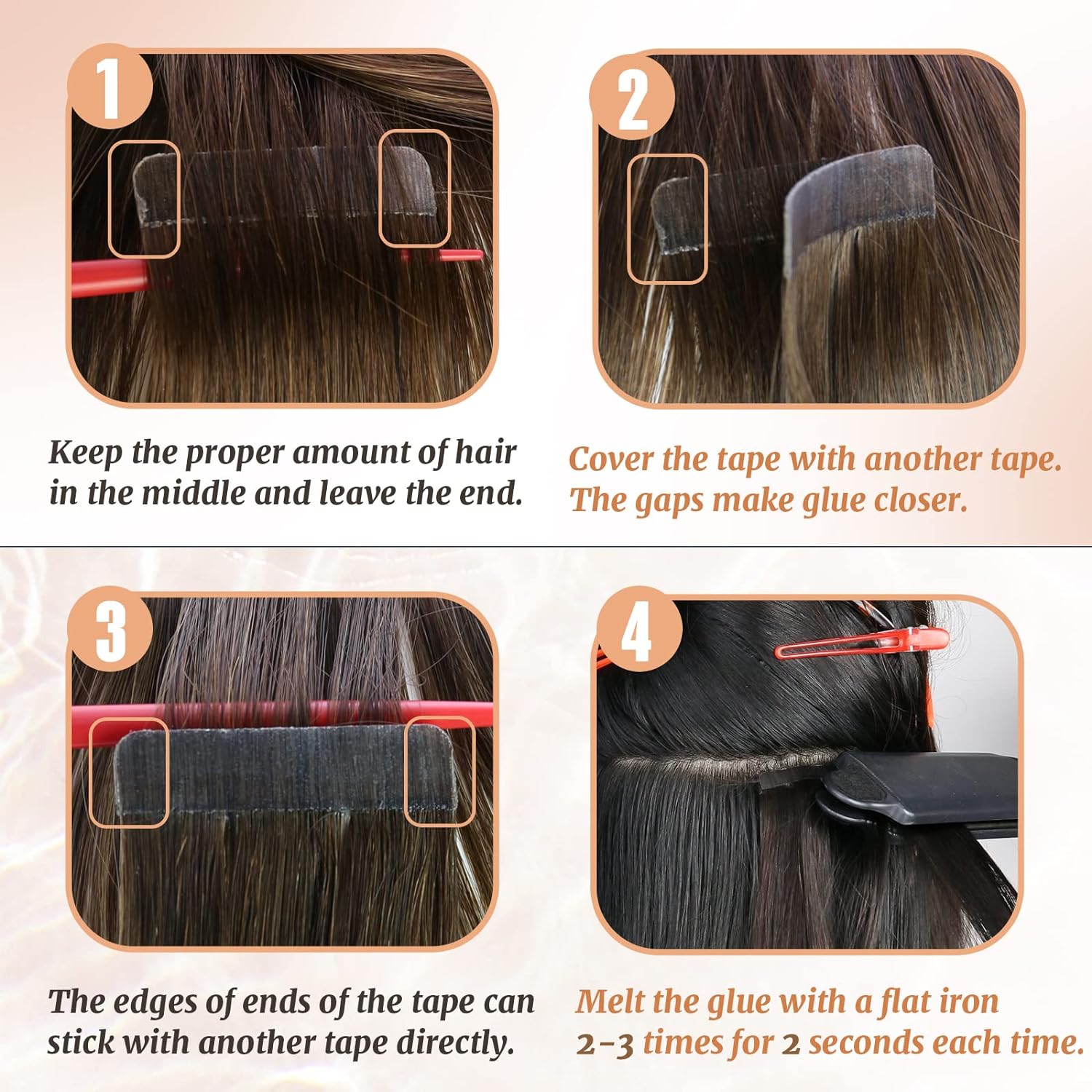 Ugeat fita em extensões de cabelo humano fita castanha em extensões para mulheres fita invisível castanho chocolate em extensões de cabelo real