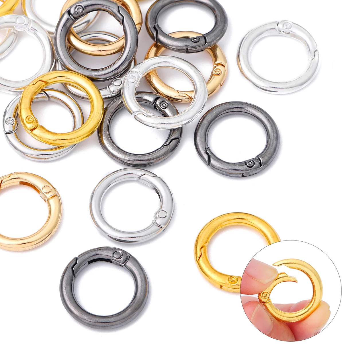5 ชิ้นโลหะ O แหวนสปริง Clasps สําหรับเครื่องประดับ DIY ทํา