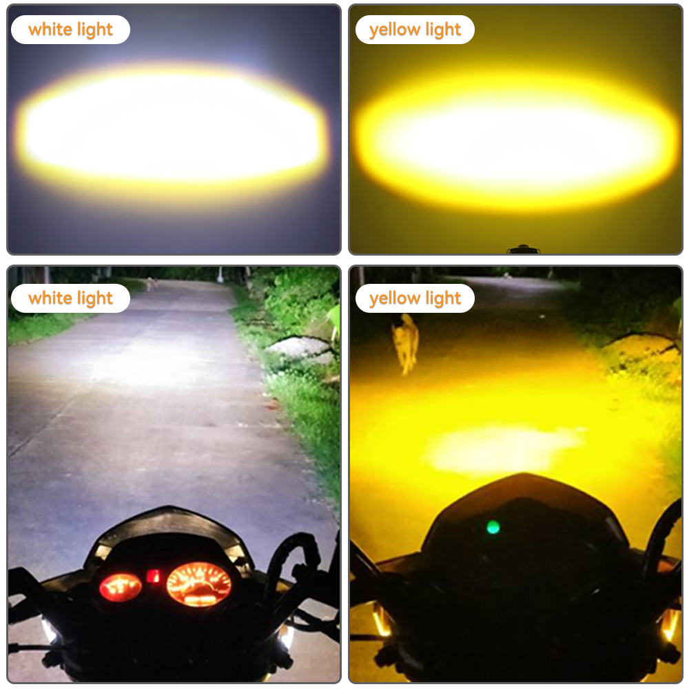 Motorcycle LED Headlight Mini Driving Light Universal Dual Color Spotlights for Motorbike Truck Trailer Off-road Moto Accessorie
