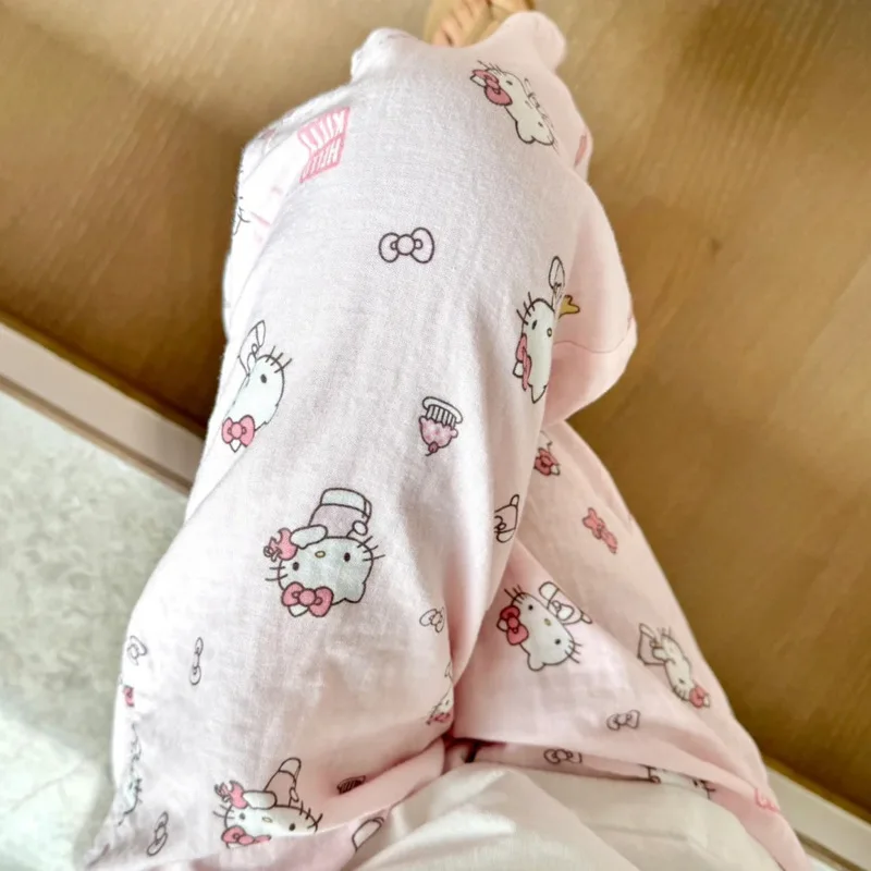 Sanrio Hello Kitty Puur Katoen Pyjamabroek Brede Kawaii Kitty Beenbroek Zomer Dunne Hoge Taille Casual Broek MEISJE Geschenken