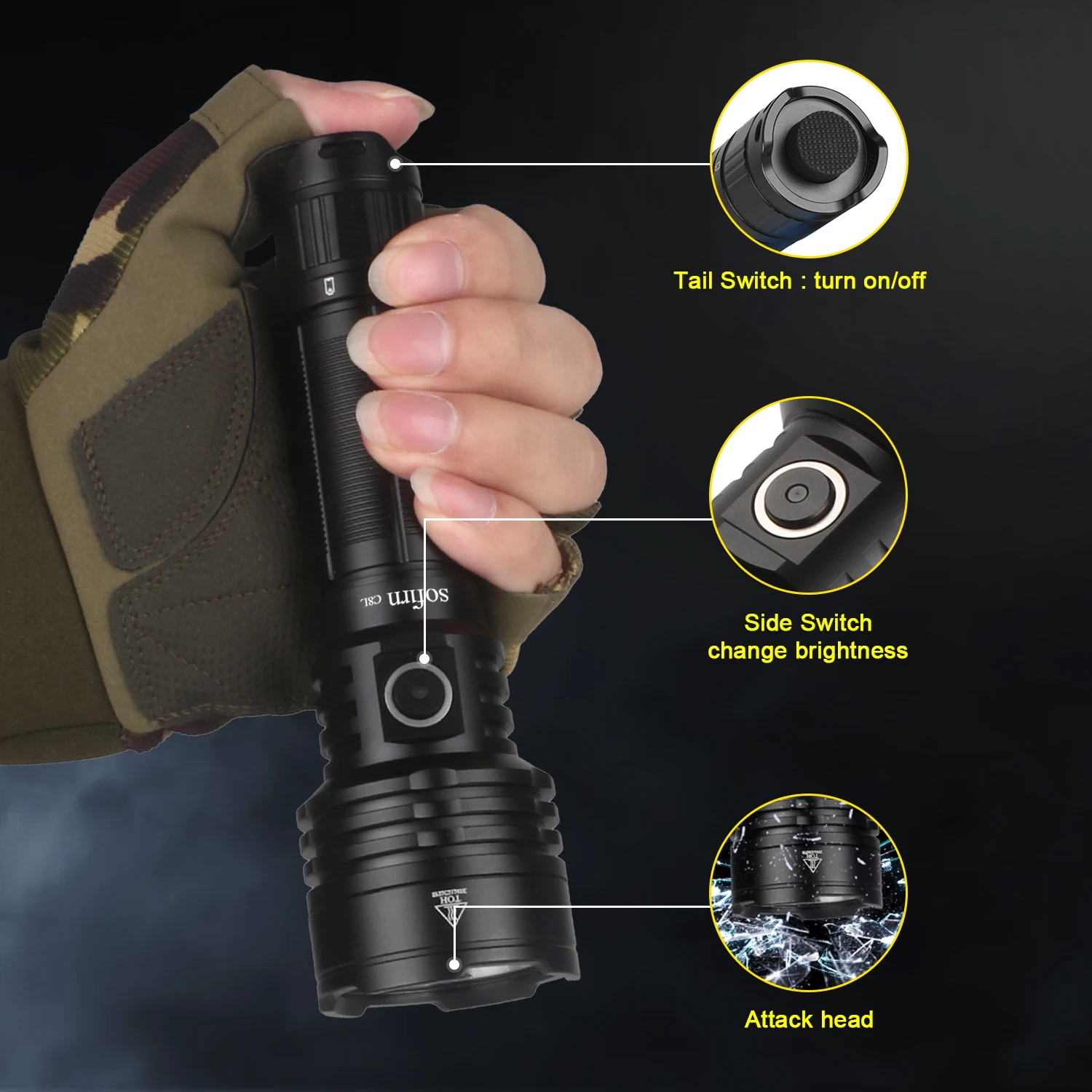 Sofirn C8L 21700 linterna táctica potente 3100lm XHP50D HI LED antorcha EDC tipo C recargable Camping pesca caza linterna