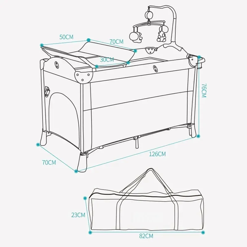 MOEYE-Berços portáteis com mesa de fraldas, berço do sono, Multifuncional Playpen