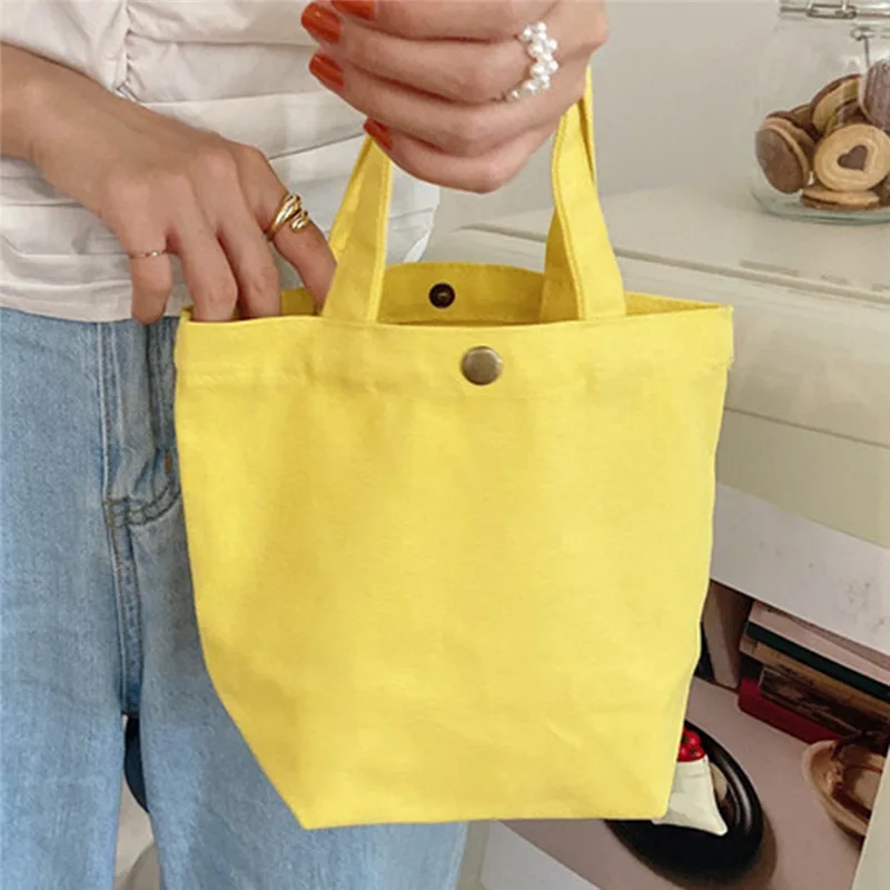 ผ้าใบเรียบง่ายกระเป๋าผู้หญิงไหล่กระเป๋ากระเป๋าปิคนิคพับได้ขนาดเล็ก Tote สีดํา Shopper ขนาดใหญ่ความจุกล่องอาหารกลางวันนักเรียน