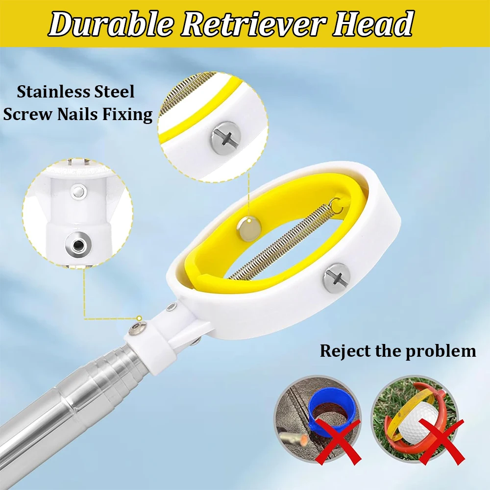 6/9/12フィート ゴルフボールレトリバー 水用伸縮式 スプリングリリース対応ヘッド付き プレミアムステンレススチールボールレトリバーツール