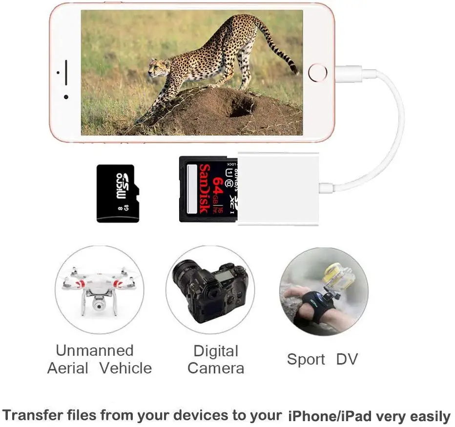 OTG Adapter Für Apple Adapter SD Karte TF Karte 2In1 Multifunktions Kamera Highspeed Übertragung Kartenleser Musik Speicher Karte