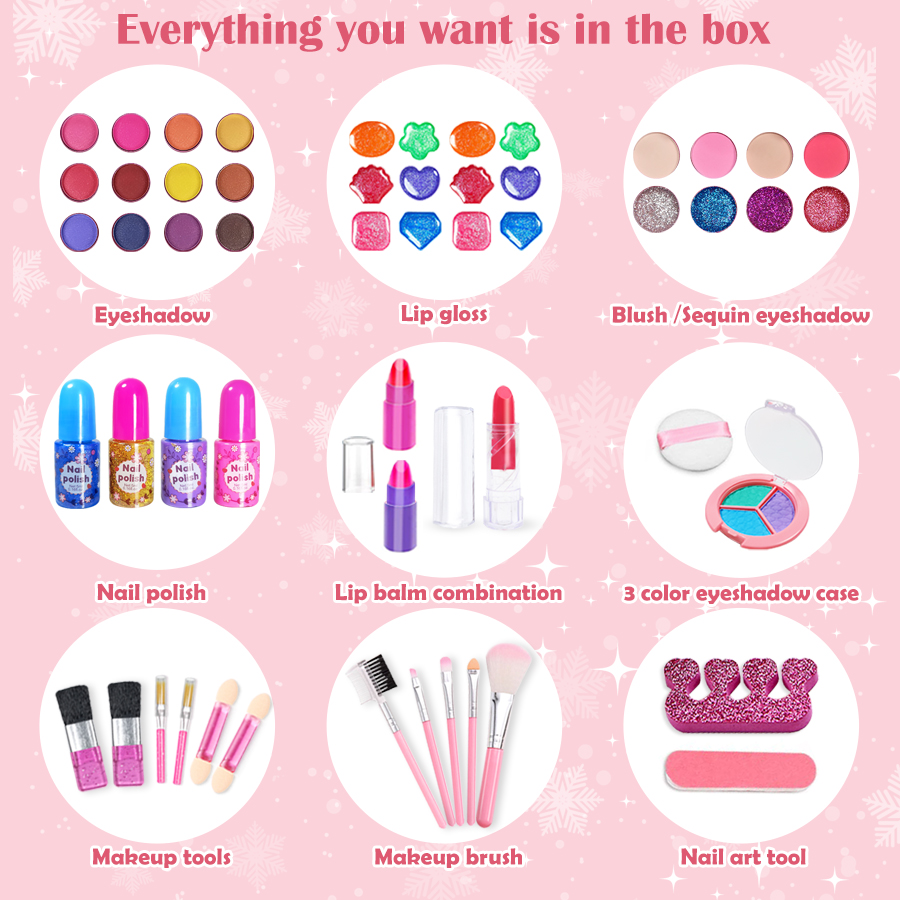 Giocattoli per ragazze lavabili per bambini - Kit trucco per bambini per ragazza, set trucco reale, kit trucco per bambine per bambini piccoli Pr