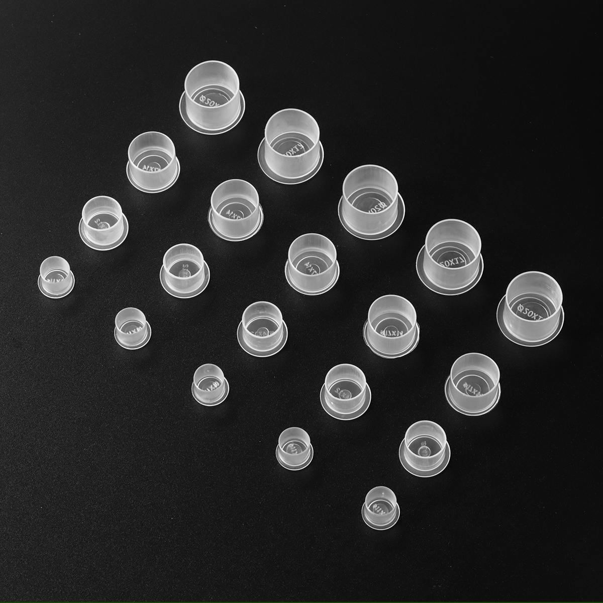 Mamba 1000 Uds tapas de tinta de tatuaje S/M/L/XL vasos de tinta de tatuaje desechables con Base pigmento de plástico transparente contenedor de maquillaje permanente