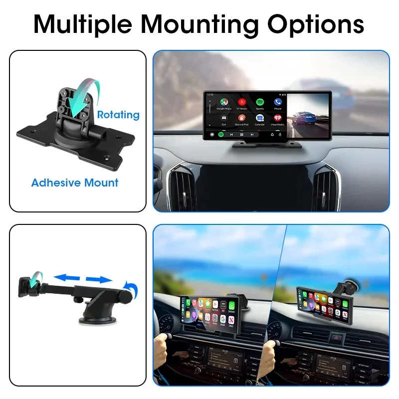 Srnubi 10.26 "Dash Cam Camera Chiếu Hậu Carplay Android Tự Động 4K Đầu Ghi Hình Đồng Hồ Định Vị GPS Ghi Bảng Điều Khiển Hai Ống Kính 24H Công Viên