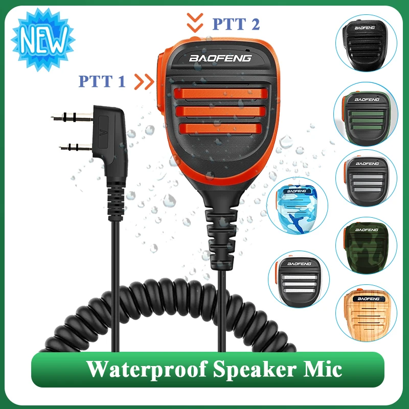 Baofeng walkie talkie alto-falante microfone à prova dwaterproof água ptt microfone para UV-5R UV-16 UV-13 UV-21 uv17 rádio em dois sentidos quansheng UV-K5 UV-K6