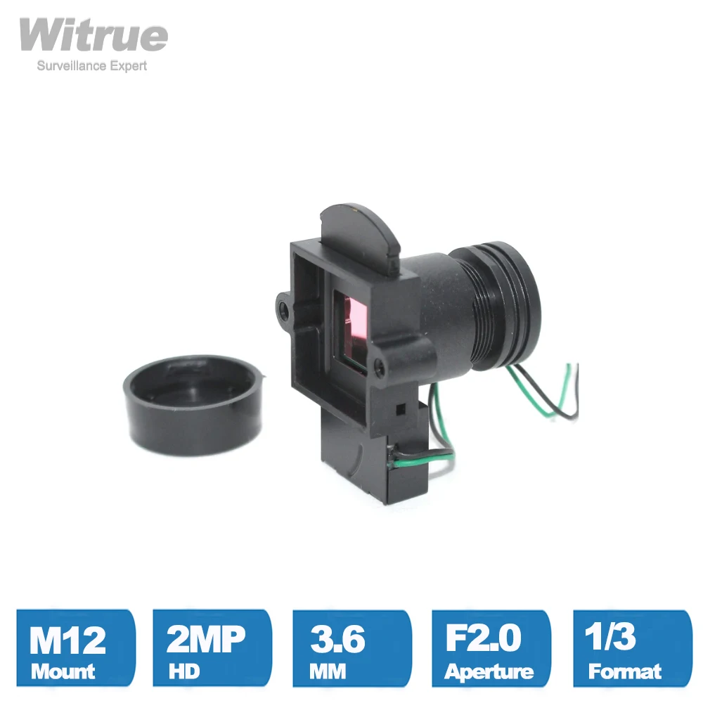 Объектив Witrue Cctv, 3,6 мм, 2 МП, M12, 1/3 дюйма, формат F2.0, диафрагма 90 градусов с ИК-вырезом для камер видеонаблюдения