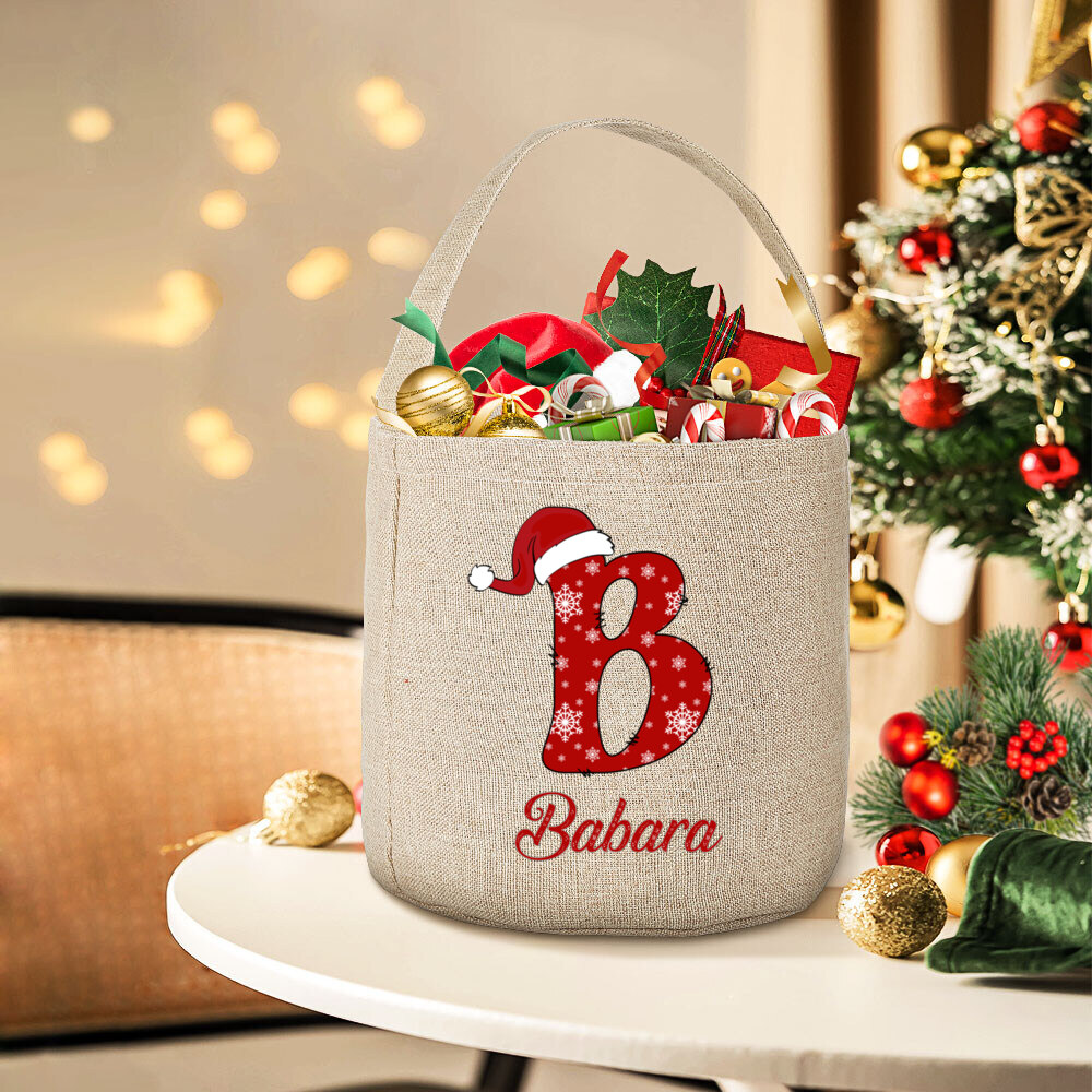 Personalised Letter with Name Christmas Bucket Santa Sack Kids Toy Sack Tote Bag Elaborate HandBags Christmas Gift for Children