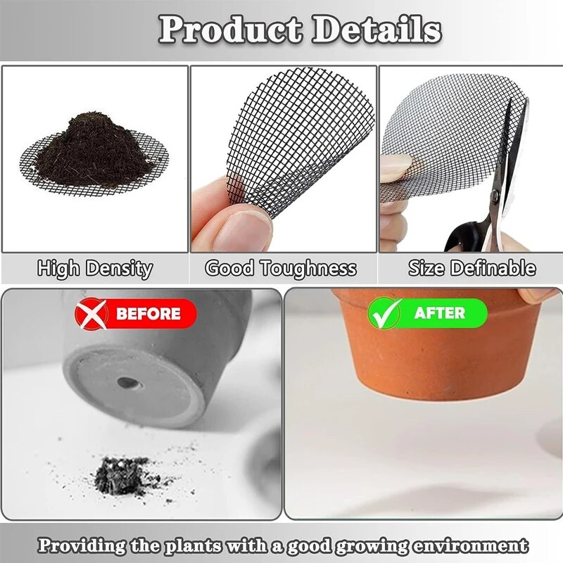 50PCS Verhindern Boden Verlust Atmungsaktive Dichtung Auslaufsichere Entwässerung Blumentopf Loch Mesh Pad Boden Matte Atmungsaktive Entwässerung Dichtung Net