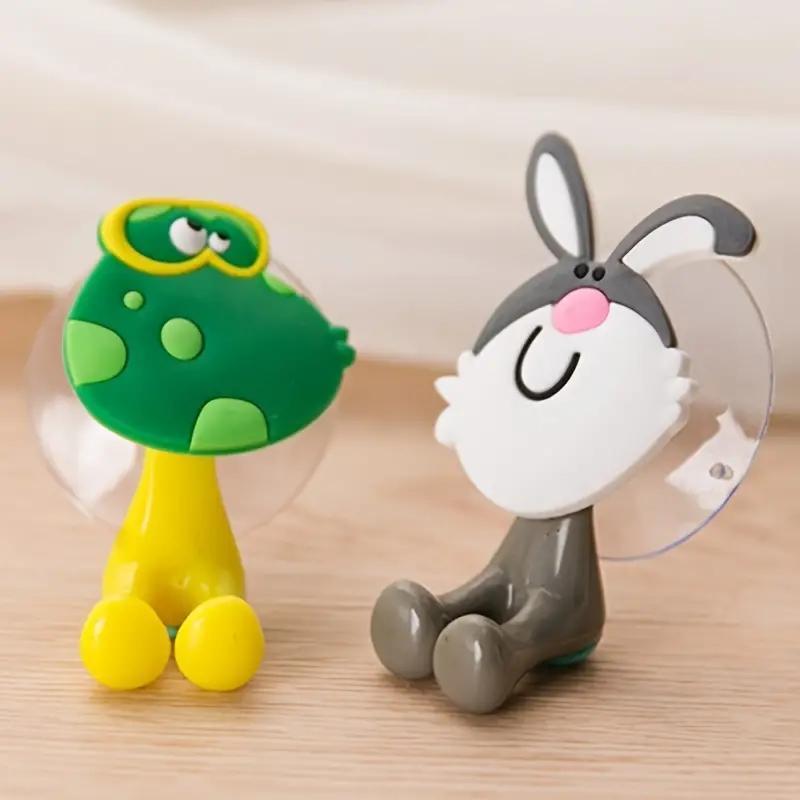 5pc Cute Cartoon Animal Toothbrush Holder,Wall OuntedToothbrush Storage Rack,BathroomMultifunctional Wall Hook,Toothbrush Holder