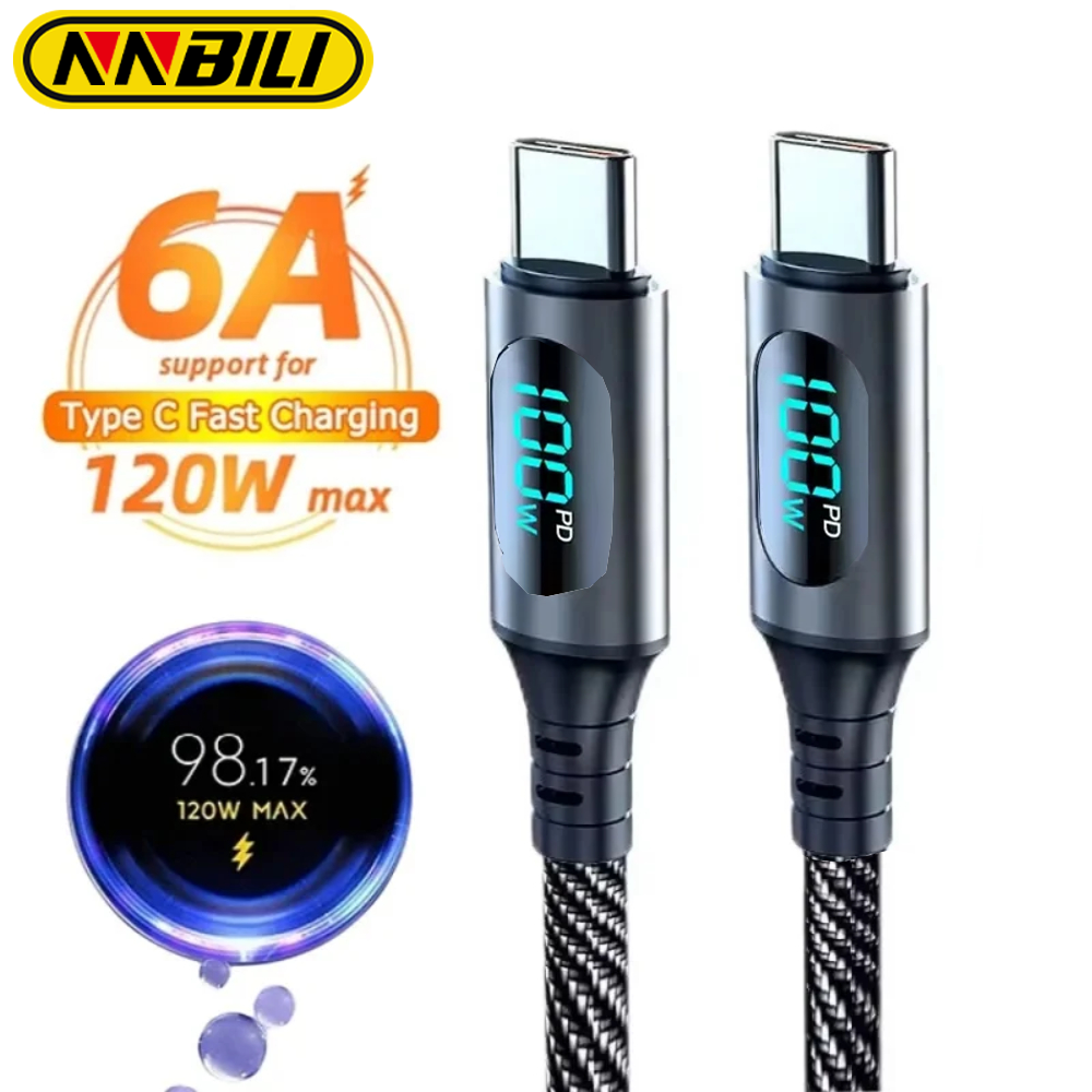 NNBILI PD100W USB A Type C to USB C With Led Digital Display Super Fast Charge Cable For Huawei mate 60 vivo oppo IQoo oneplus