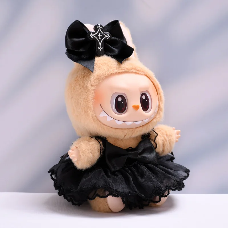 Labubu Kleidung Mode Gothic Stil Rock Für Labubu Puppe Kleidung Anhänger Kleiner Teufel Engel 15/17 cm Plüsch Puppe universal