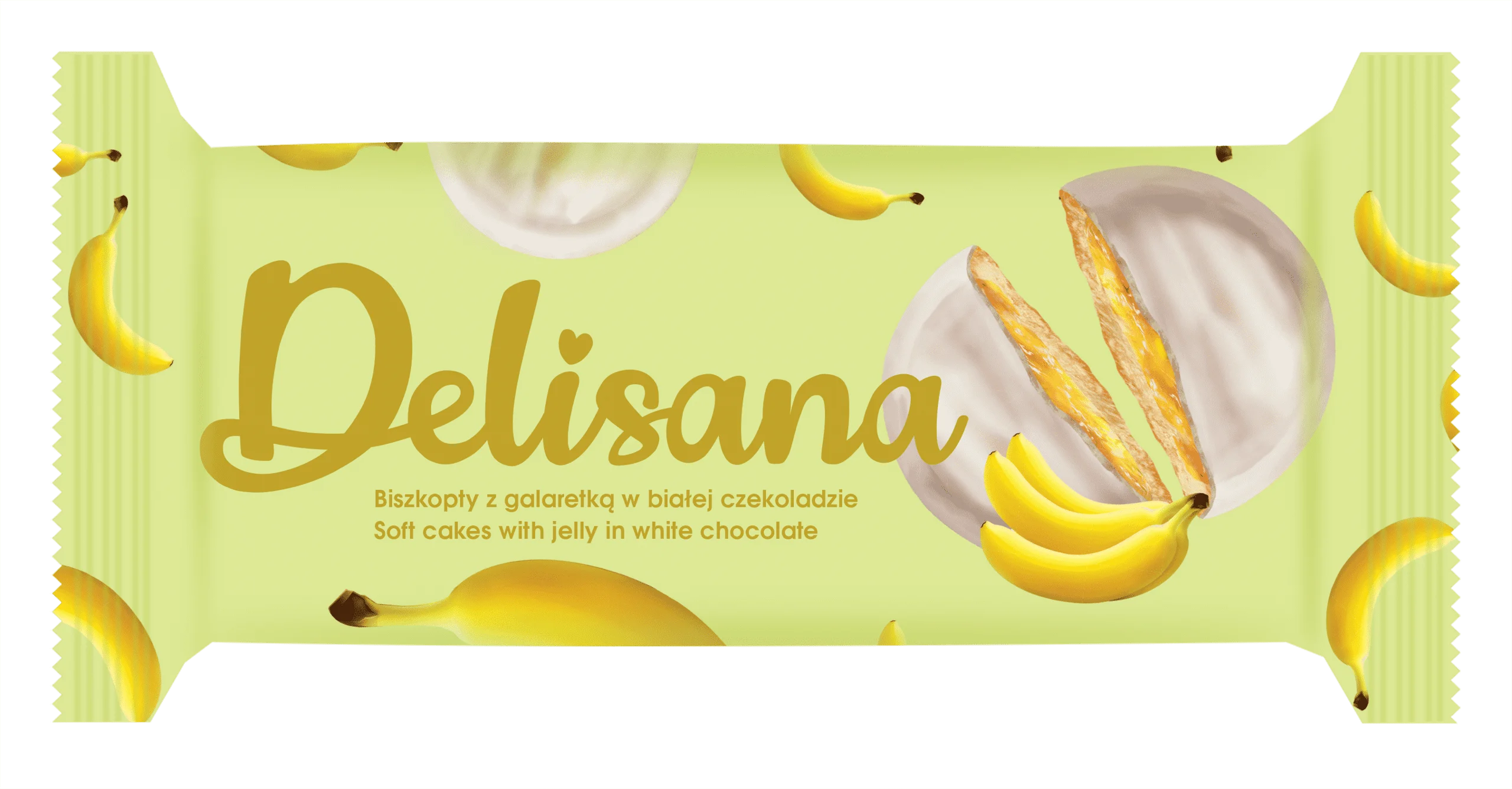 Delisana Ciastka z galaretką bananową w białej czekoladzie 135g