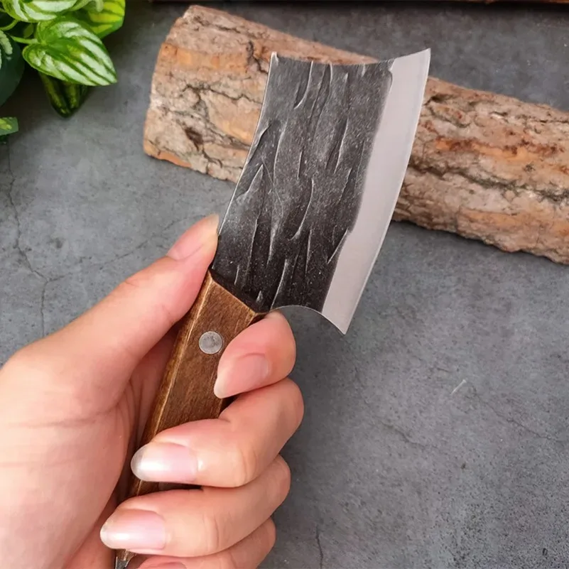Cuchillo de carnicero para cortar pescado, carne, verduras, cuchillo de carnicero, mango de madera de acero inoxidable, cuchillos de cocina para Chef
