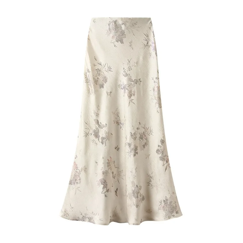 Faldas plisadas con estampado dorado para mujer, faldas largas de cintura alta a la moda coreana, Estilo Vintage, para verano
