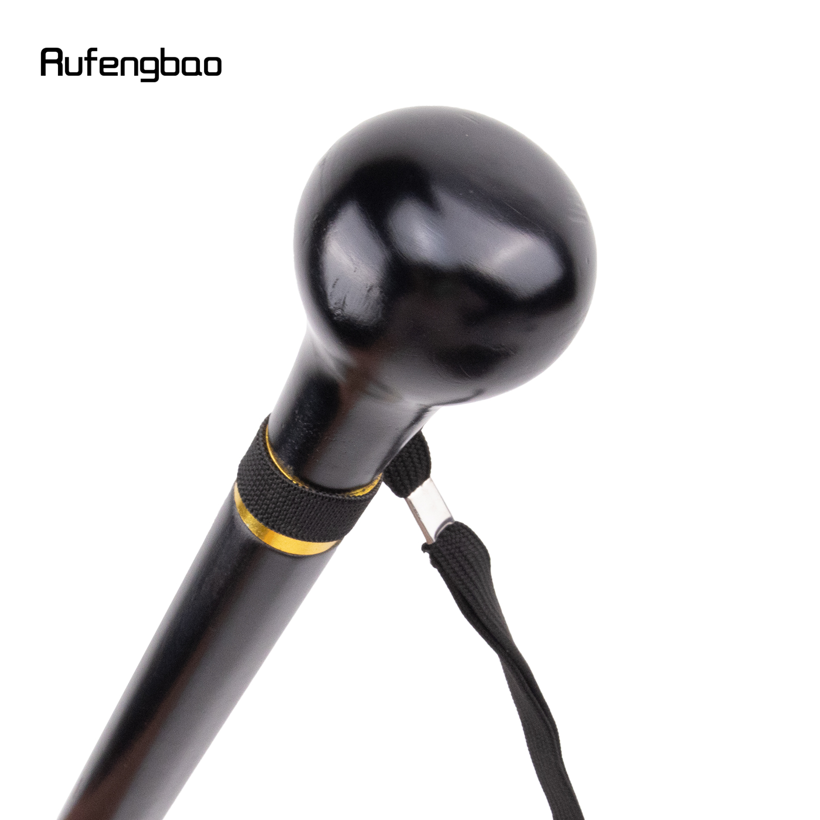 สีดํารอบไม้แฟชั่นแบบดั้งเดิมเดิน Stick ตกแต่ง Cosplay Party ไม้เท้าฮาโลวีน Mace Wand Crosier 95 ซม