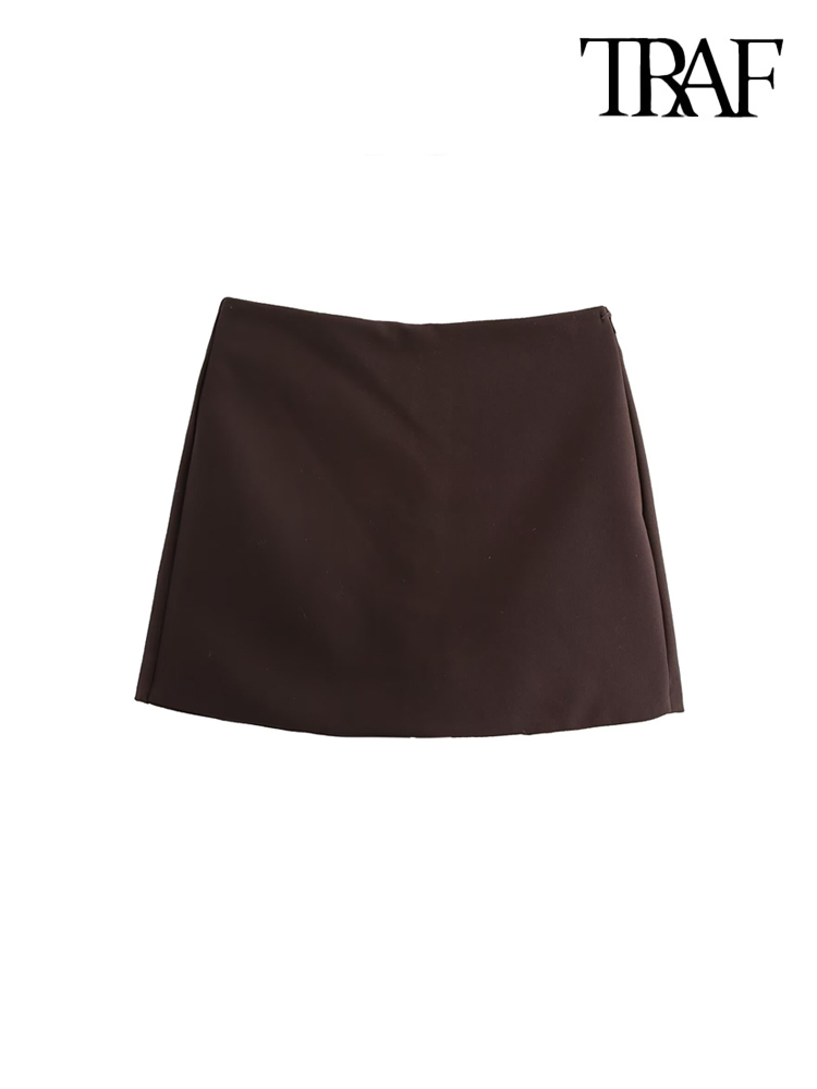 Hohe Taille Solide Skort für Frauen Mode Seite Zipper Weibliche Shorts Röcke Mujer