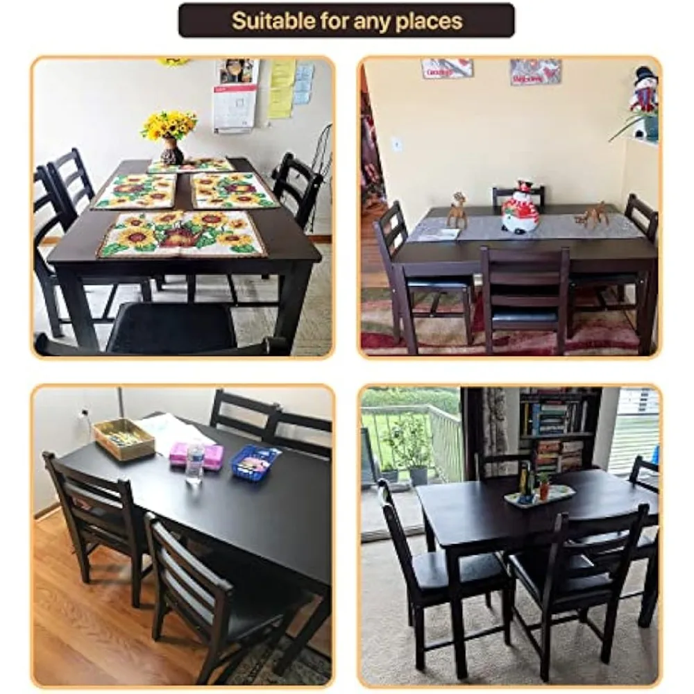Kitchen Table and Chairs for 4, 5 Piece Wooden Dining Table Set with 4 Chairs for Small Space, Modern Square Counter Height