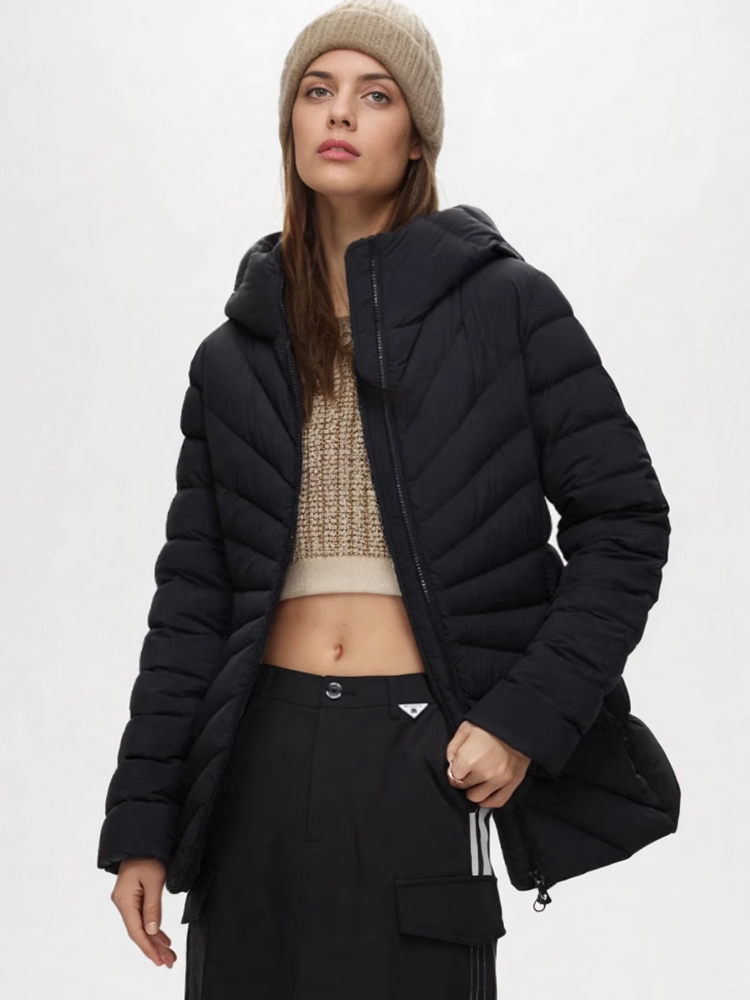 Herbst-und Winter puffer mantel Langarm-Daunen jacke mit Kapuze und Reiß verschluss mit hoher Qualität und niedrigem Preis