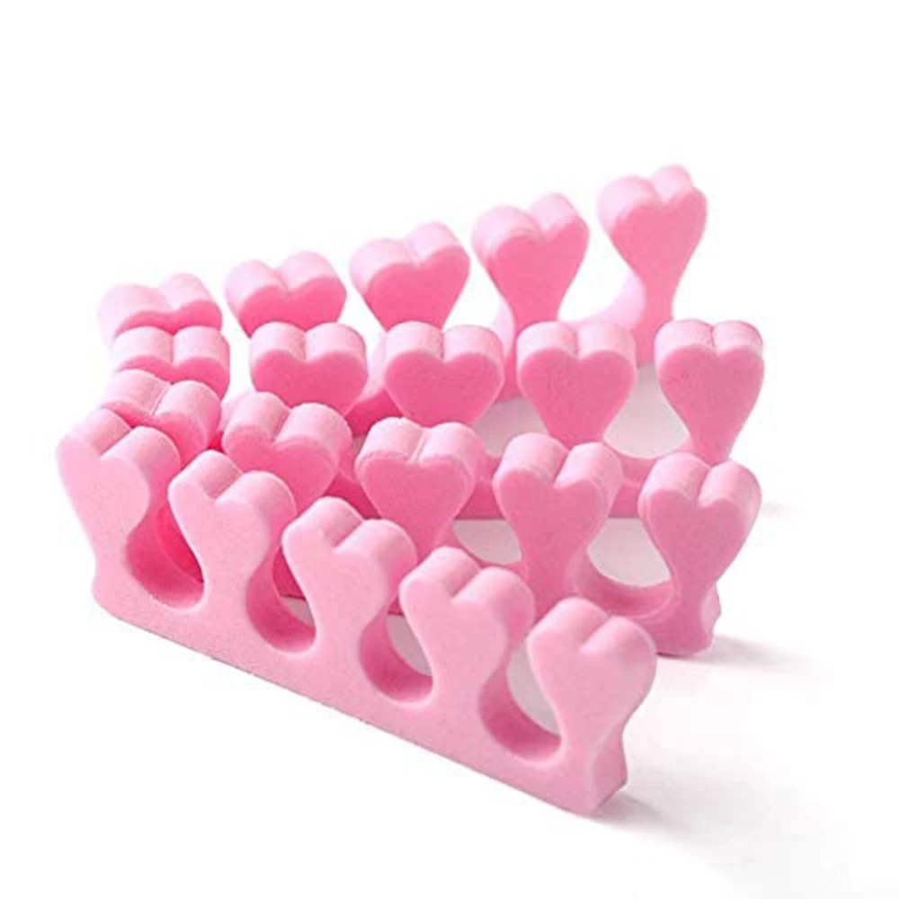 Yikoolin 100 pçs separadores de dedo do pé macio dedos pés ferramentas da arte do prego flexível coração design prática da arte do prego manicure pedicure