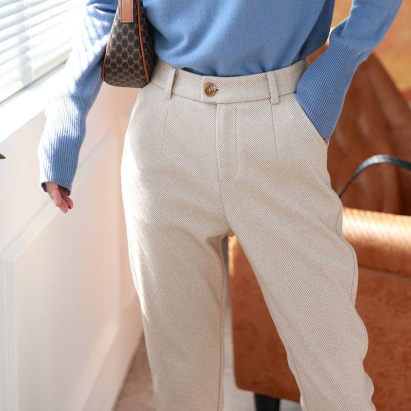 High Waist Women Suit Pants Office Ladies Harem Pencil Pants Korean Fashion Trousers Casual Button Loose Female Khaki Pants New