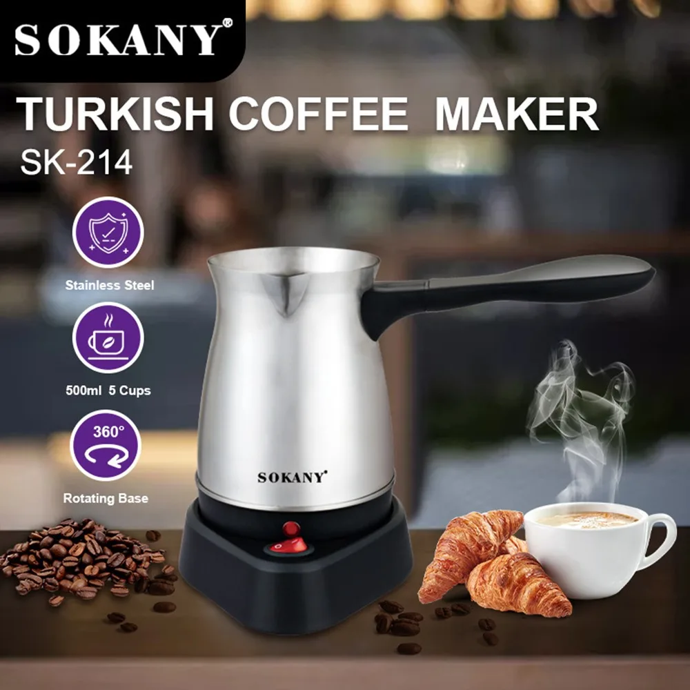 เครื่องที่บีบคุกกี้กาแฟตุรกี5ถ้วยไฟฟ้า220V หม้อม็อกก้า2023ใหม่