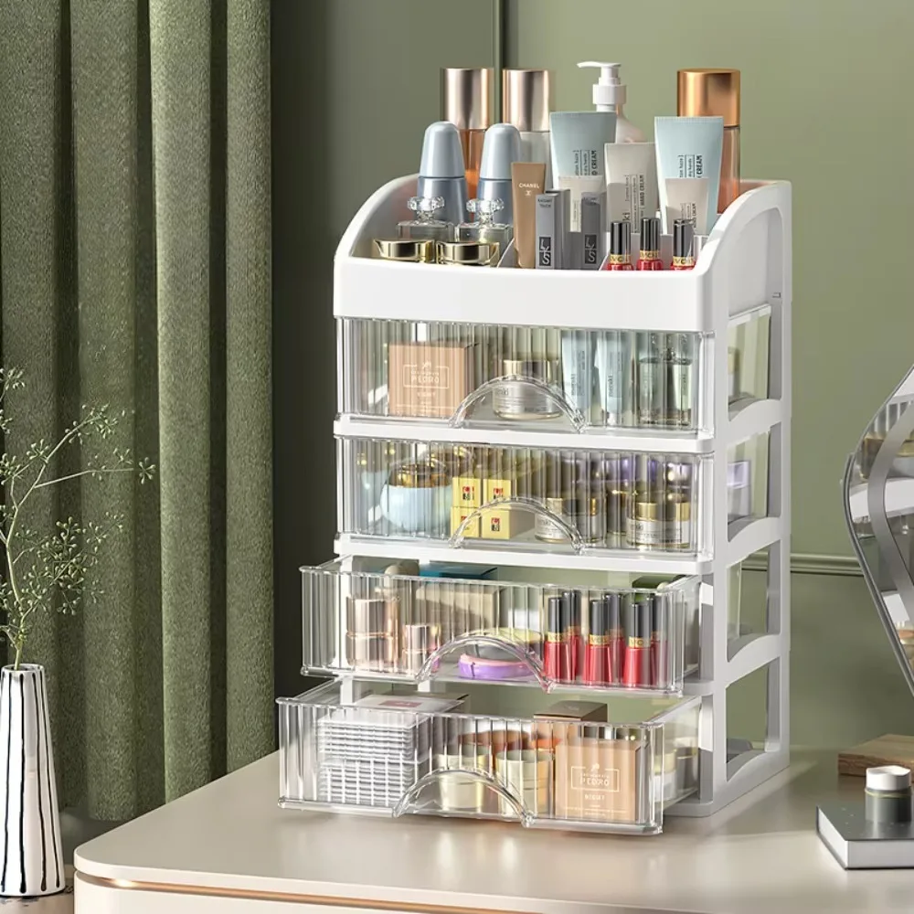 ลิ้นชักสไตล์กล่องเก็บความจุสูง Desktop Clutter ป้องกันฝุ่นโปร่งใสเครื่องประดับ Skin Care ผลิตภัณฑ์กล่องเก็บ
