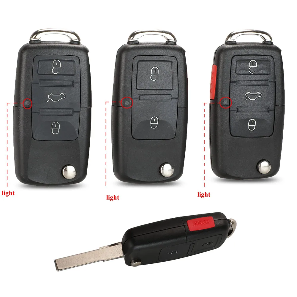 Jingyuqin Falt auto Remote Key Shell Fall für VW Passat Polo Golf Touran Bora Ibiza Leon Octavia Fabia mit/ohne Klinge