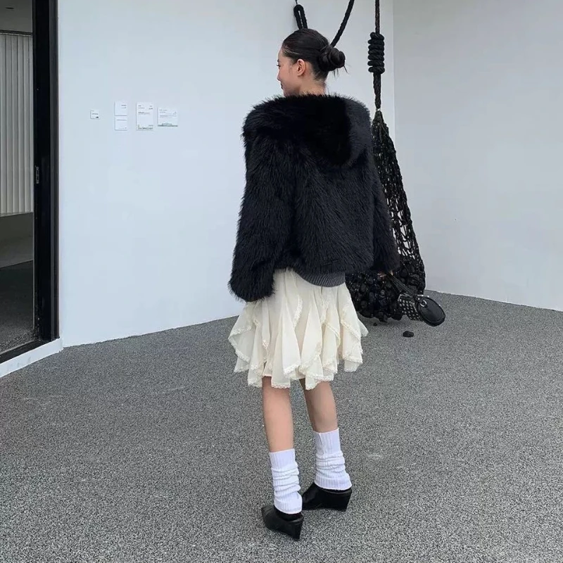 Deeptown 韓国スタイルのレースチュールスカート女性フェアリーコア甘いエレガントなフリルスカートヴィンテージストリート不規則なレイヤードスカート