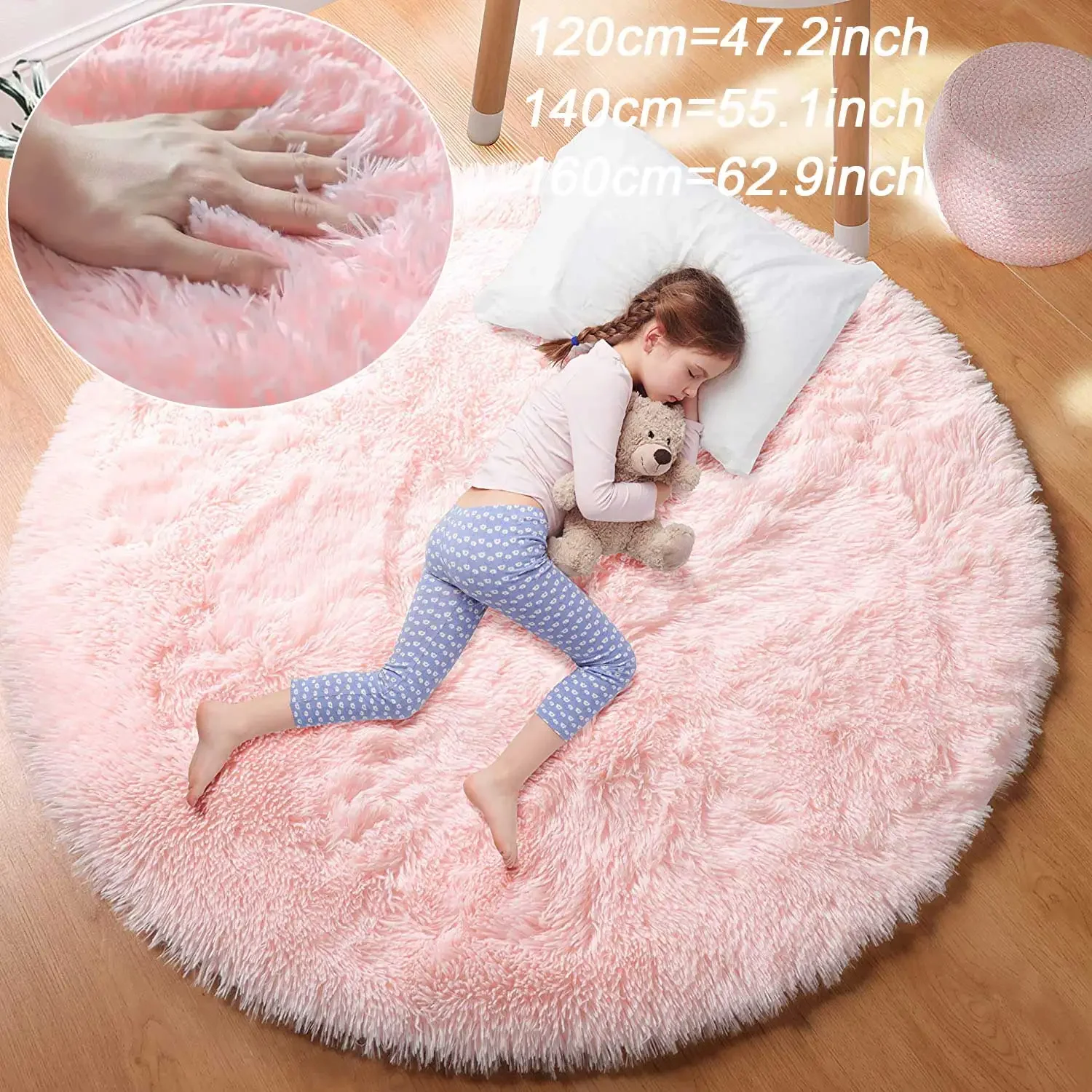 Super Soft Plush รอบพรมพรมปุยสีขาวพรมสําหรับห้องนั่งเล่นตกแต่งบ้านห้องนอนเด็กตกแต่งห้อง Salon หนาพรมกอง