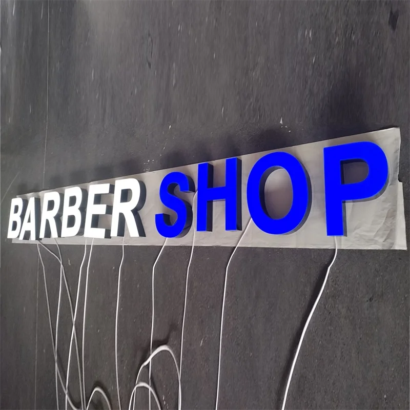 Custom Waterproof Acrylic LED Letters, 3D Rimless LED Store Sign Business Logo Name Channel Letters