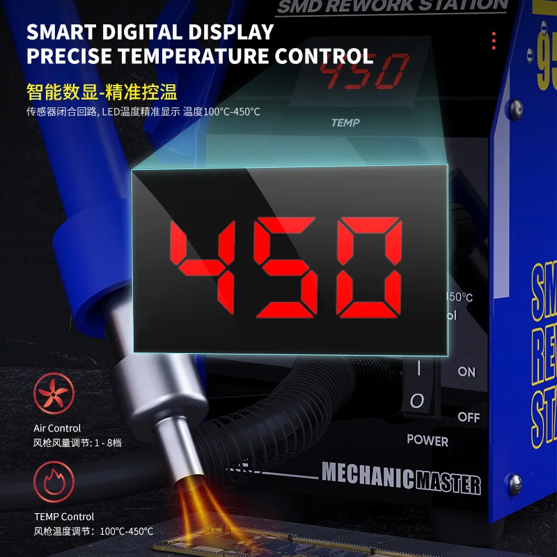 Mechanic NEW 957DW Welding supplies desoldering station with two-scroll hot air Intelligent digital display fast heating Iron
