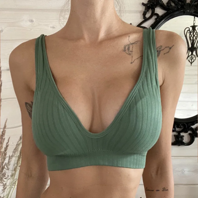 Phụ Nữ Không Đường May Thể Thao Crop Top Áo Ngực Sexy Nữ Ống Cao Cấp Sâu V Quần Lót Nữ Gợi Cảm Bralette Áo Camis Bandeau hàng Đầu