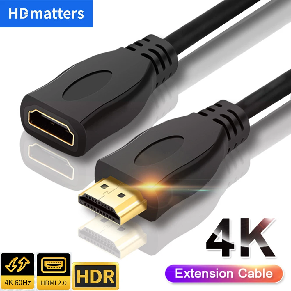Cable de extensión HDMI 4K 60Hz HDR HDMI 2,0 Cable HDMI 2,0 macho a hembra Cable de extensión Kable para PS5 Xbox HDTV Monitor de PC