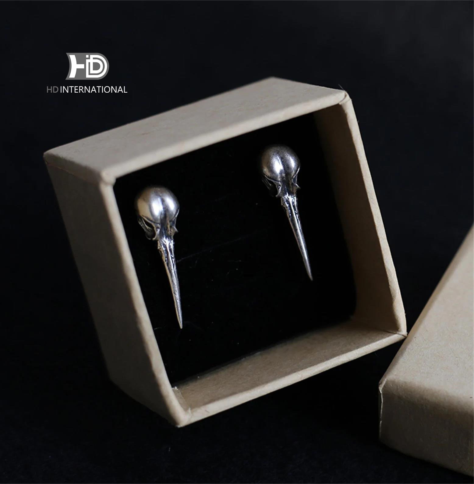 Anting-anting perak 925 tengkorak burung, anting perak buatan tangan Gothic, anting-anting perak kepribadian punk