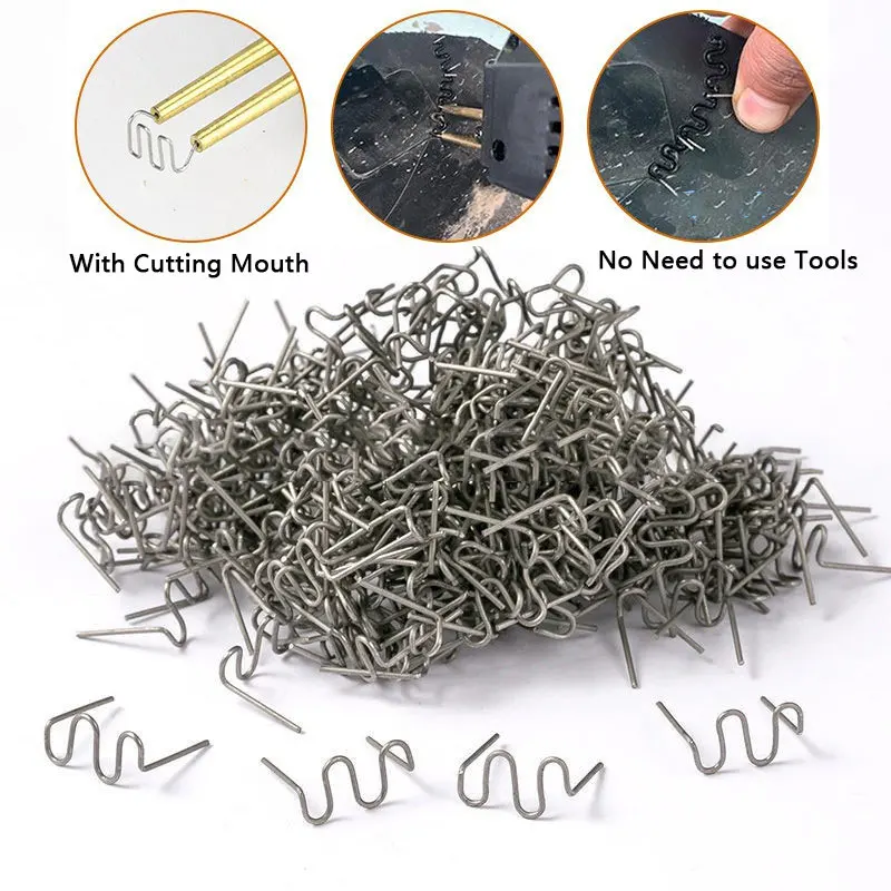 Cucitrice a caldo Graffette 200/500/1000PCS Pistola per saldatura Chiodi Riparazione Paraurti per auto Saldatura Accessori per macchine in plastica Kit di strumenti per parti