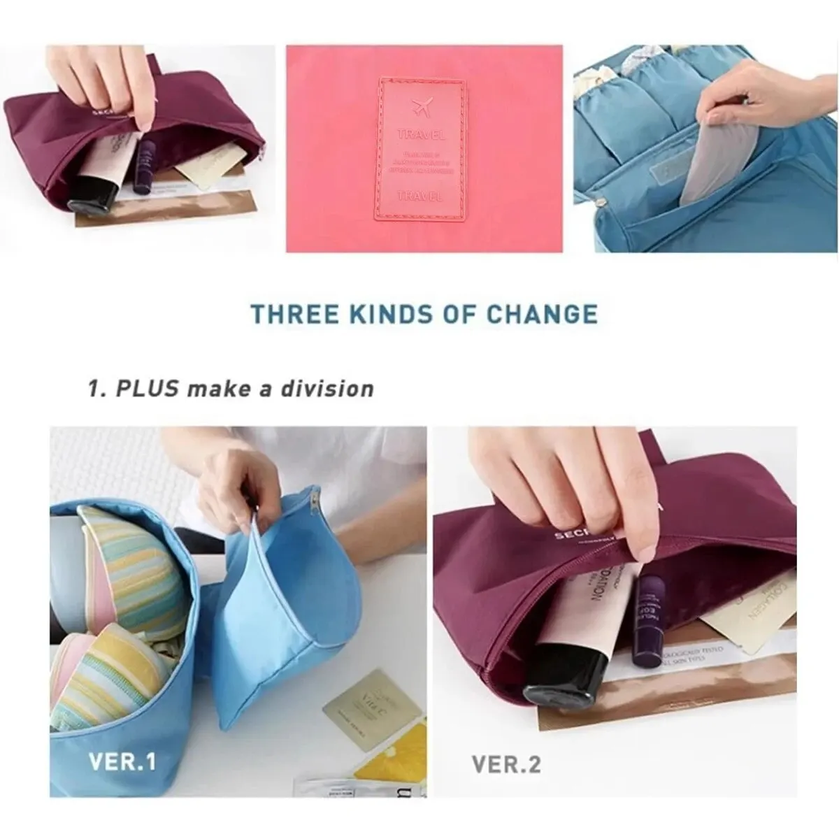 Tragbare Reise-Aufbewahrungstasche, multifunktionale BH-Unterwäsche-Organizer, Taschen, Kulturbeutel, Kosmetiktasche für Outdoor-Reisen
