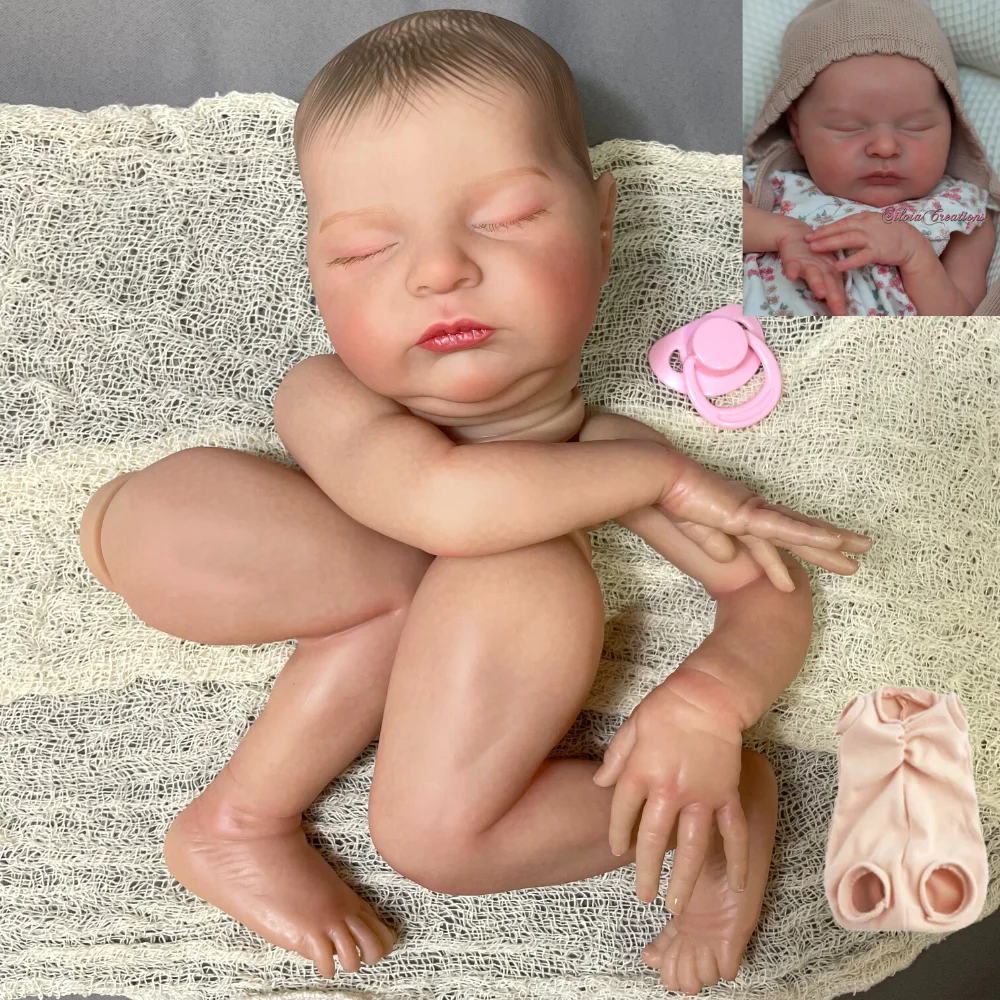 20 Zoll bereits bemalte Reborn-Puppenbausatz Laura 3D bemalte Hautform Hochwertige handgemachte Neugeborene Babypuppenteile mit Stoffkörper