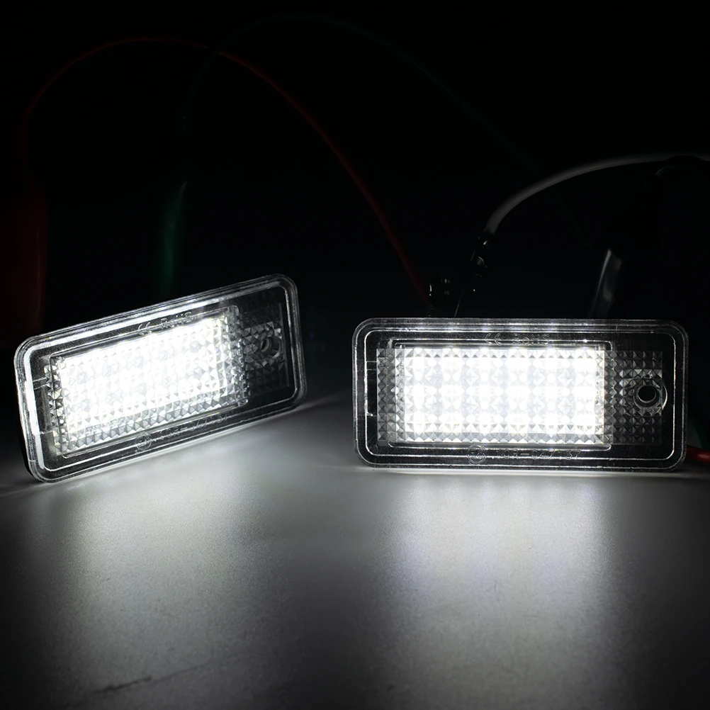 Luz LED trasera para matrícula para Audi A3 S3 8P A4 S4 B6 B7 A6 C6 S6 A8 S8 Q7 RS4 RS6 Plus Avant Quattro Auto lámpara luz 2 piezas