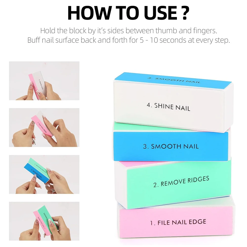 LULAA Professional 4 Ways Nail Buffing Block Manicure Pedicure Tool Emery Board Nail Art Care Buffing Buffer Sanding Files