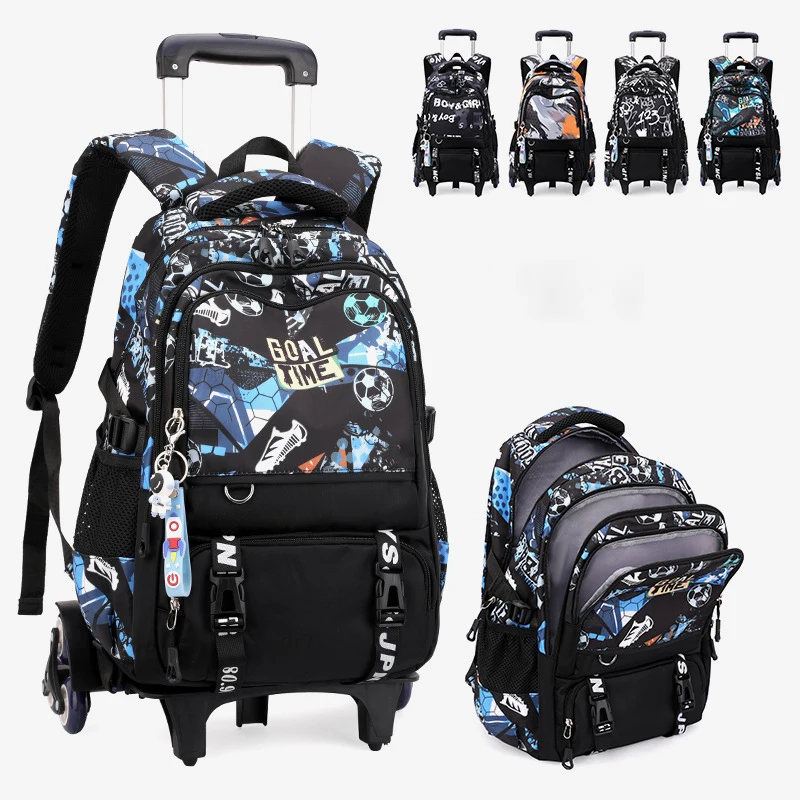 Borse da scuola con ruote Zaini scolastici con ruote per ragazzi Borsa trolley Borsa da scuola ortopedica impermeabile Zaino con ruote per studenti