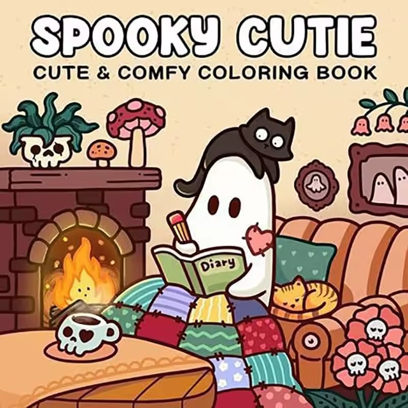 Spooky Cutie Coloring Book For Adults And Teens Featuring Adorable Creepy Creatures Cozy Hygges Moments For Relaxation Gift