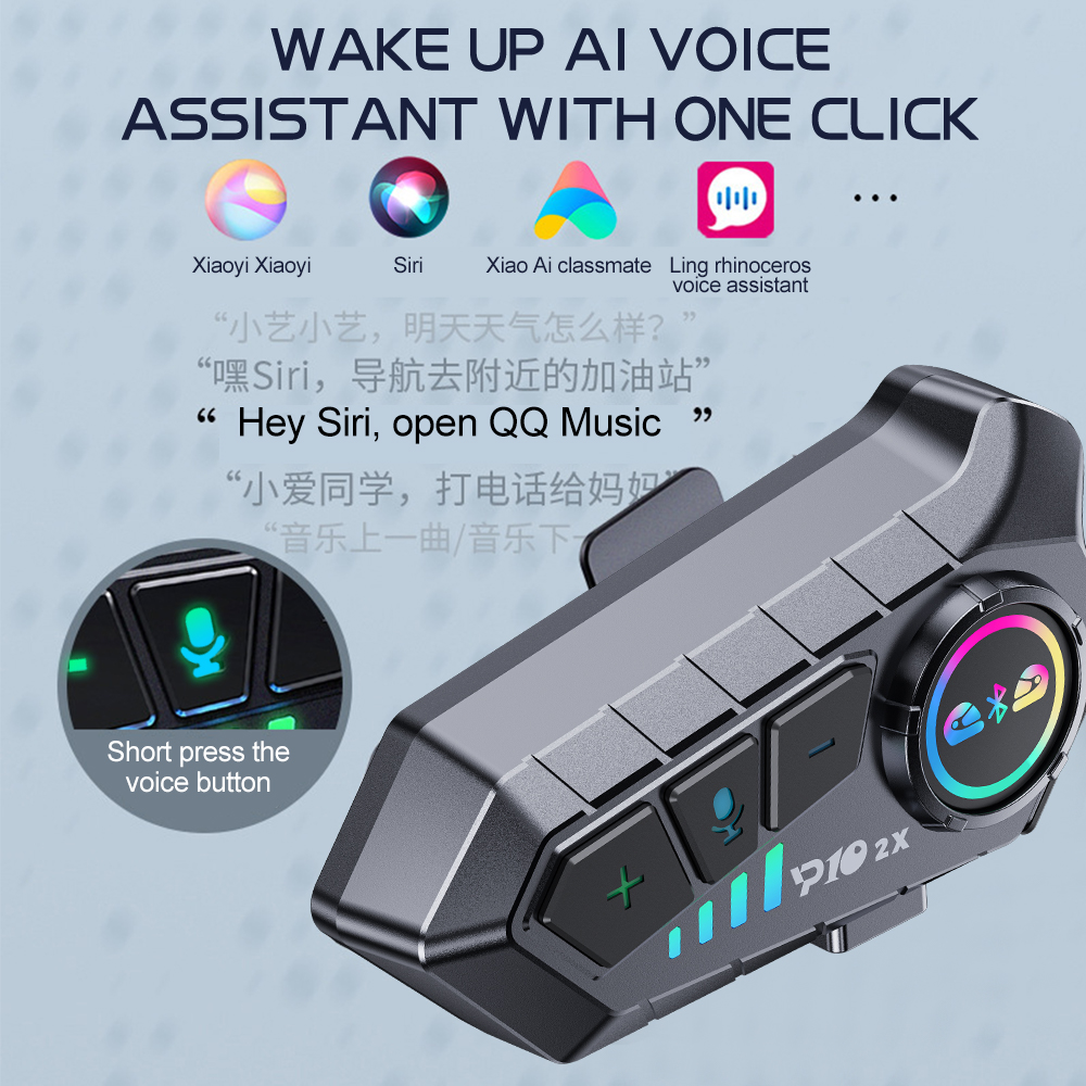 Interfone para motocicleta, fone de ouvido para capacete bt 5.3, intercomunicador para 2 pilotos, 300m, à prova d'água, compartilhamento de música, novo