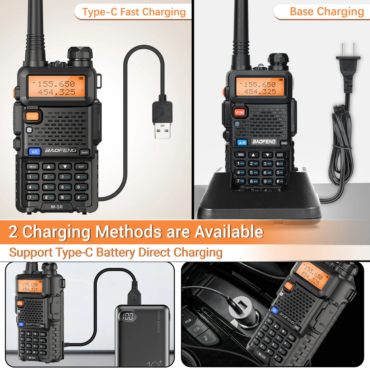 Baofeng M-5R Walkie Talkie High Power Long Range Typ-C Wireless Kopierfrequenz Zwei-Wege-Radio Kommunikation Amateurfunk zum Wandern