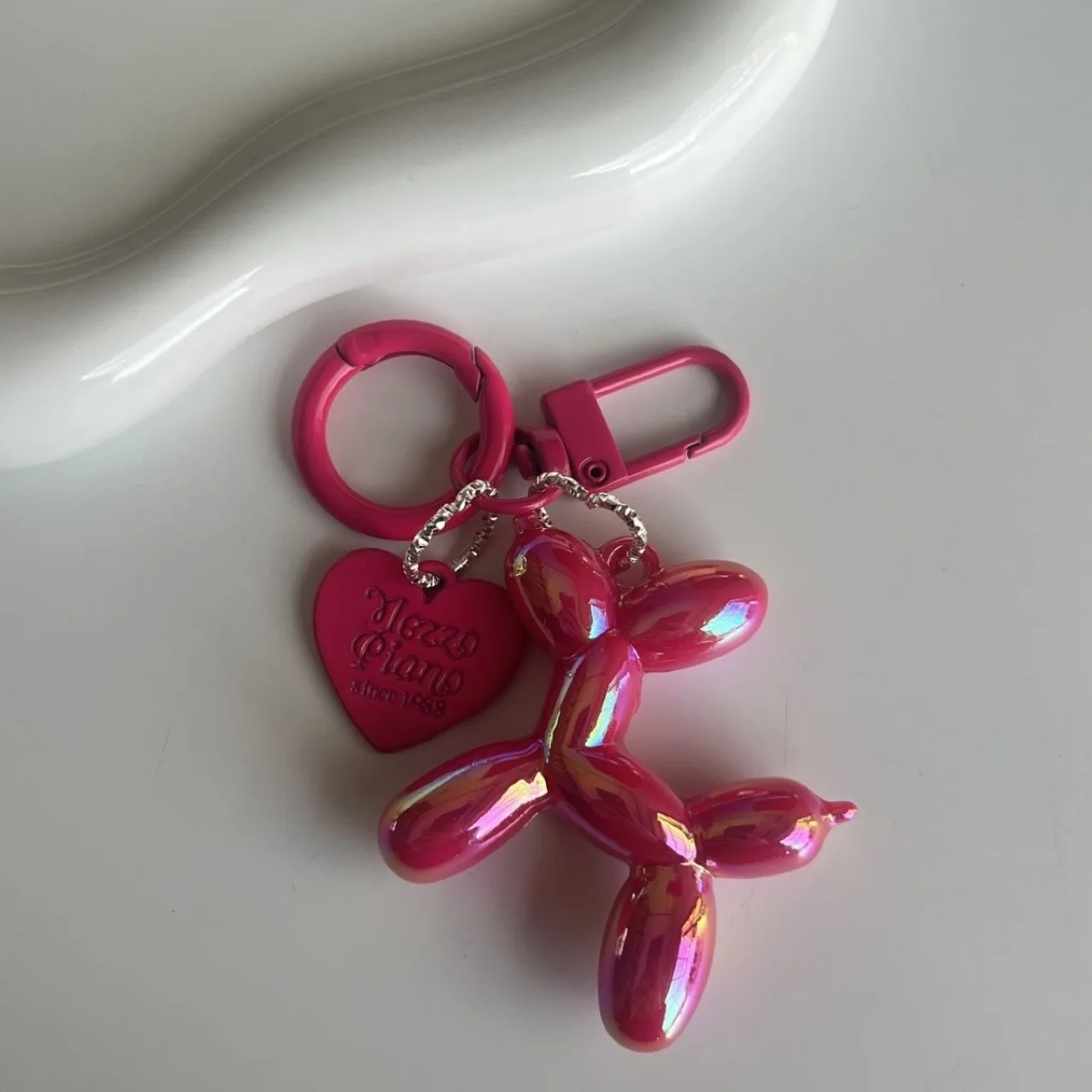 Portachiavi con ciondolo a forma di cane con palloncino in gelatina, portachiavi con catena per cani in cartone animato, regalo di gioielli accessori adorabili per chiavi unisex