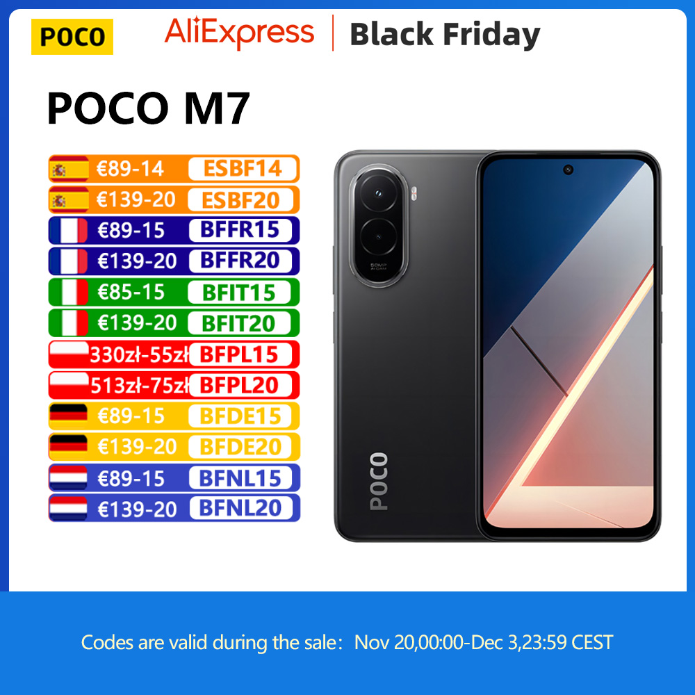 POCO M7,NFC,Teléfono inteligentePantalla de 6,9” FHD+,144 Hz,Cámara 50MP,7000mAh Batería,IP64
